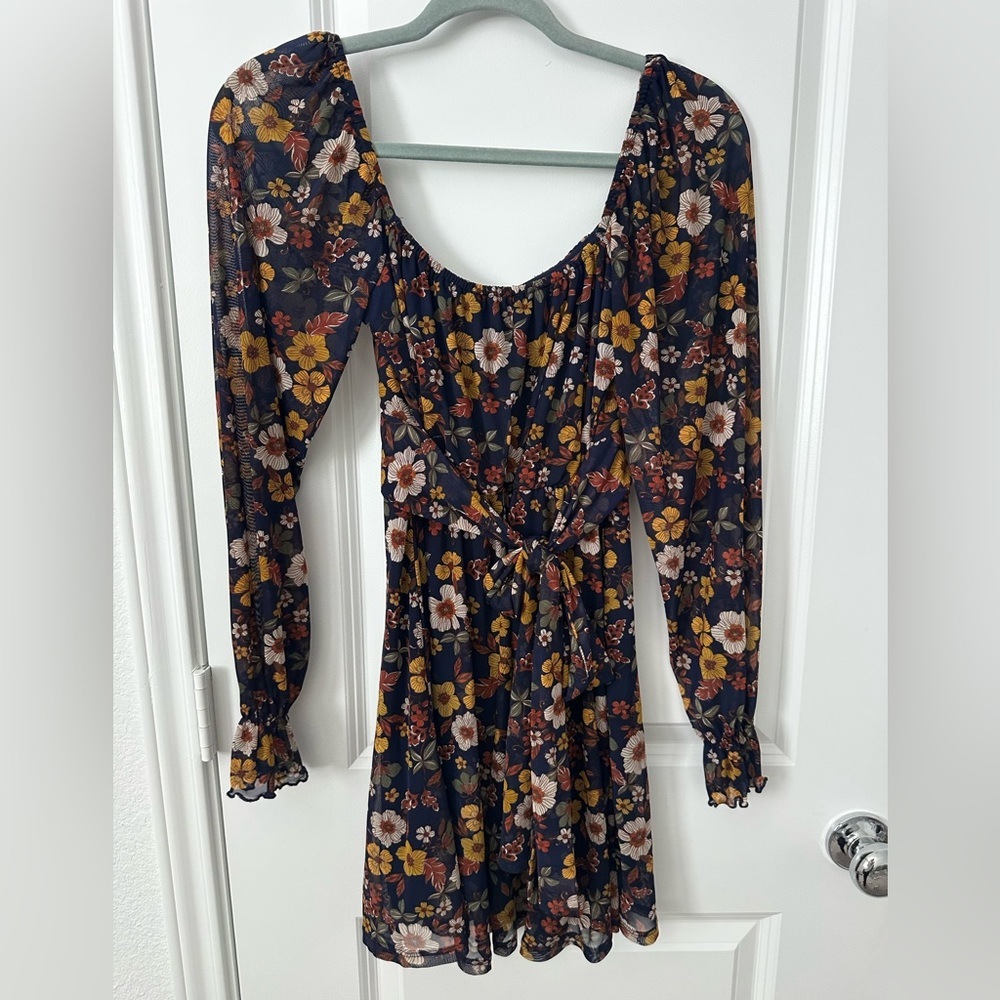 Inspired Hearts Long Sleeve Mini Dress Vintage Floral Print - Picture 4 of 5